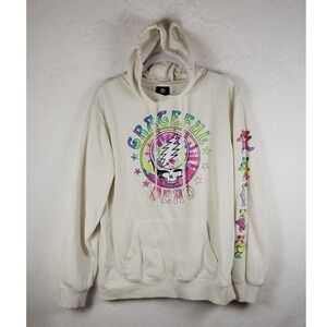 Grateful Dead Cream Tie-Dye Skull Pullover Hoodie Men's Size Medium.